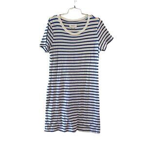 Current Elliot Womens The Beatnik Striped T Shirt Dress White Blue Size 2 Medium